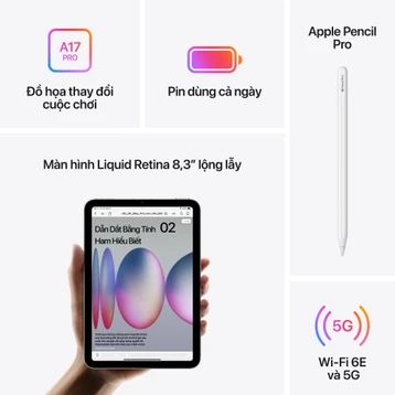 Ipad Mini 7 2024 8.3in Bản Wifi Mới Nguyên Hộp Ipad Mini 7 2024 8.3in Bản Wifi Mới Nguyên Hộp