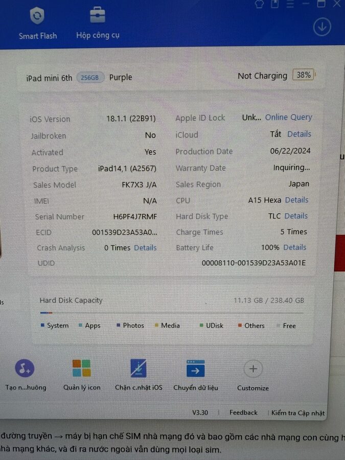 Ipad Mini 6 2021 256GB 8.3in Like New 99%. J7RMF Ipad Mini 6 2021 256GB 8.3in Like New 99%. J7RMF