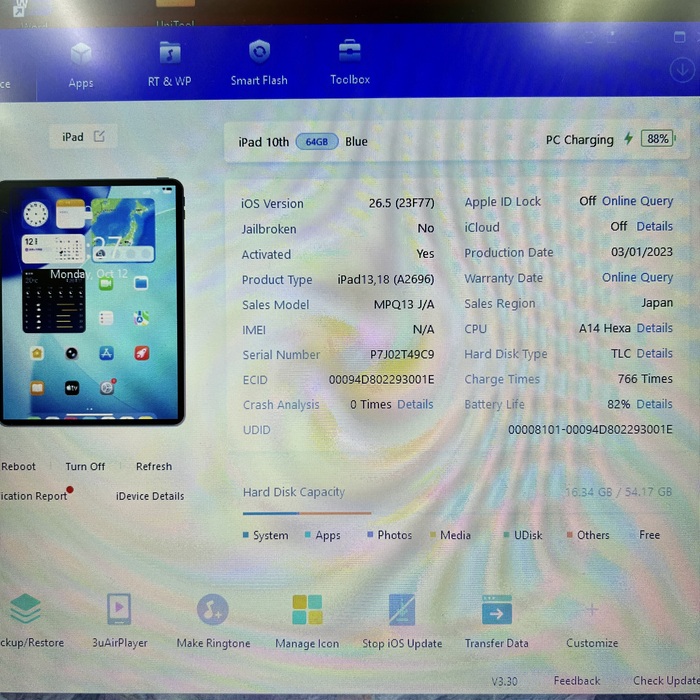 Ipad Gen 10 2022 10.9in 64GB Like New 98%. T49C9 Ipad Gen 10 2022 10.9in 64GB Like New 98%. T49C9