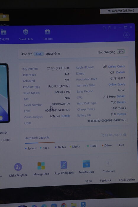 Ipad Gen 9 2021 10.2in 64GB Like New 98%. WR19V Ipad Gen 9 2021 10.2in 64GB Like New 98%. WR19V
