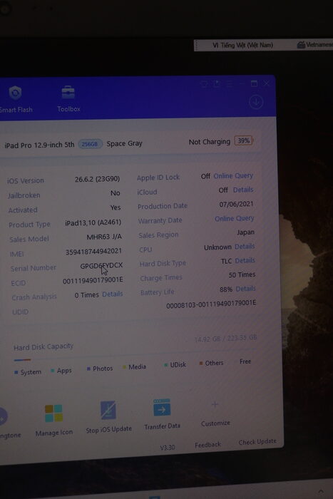 Ipad Pro 5 M1 2021 12.9in 256GB Like New 98.5%. 42021 Ipad Pro 5 M1 2021 12.9in 256GB Like New 98.5%. 42021